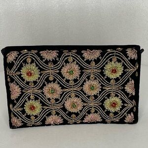 Beaded/Embroidered Evening Bag with shoulder strap Floral Design